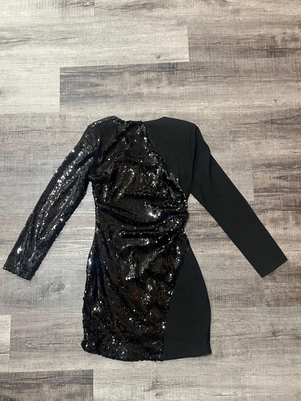 ZARA Sequin Long Sleeve Black Dress - Picture 3 of 7